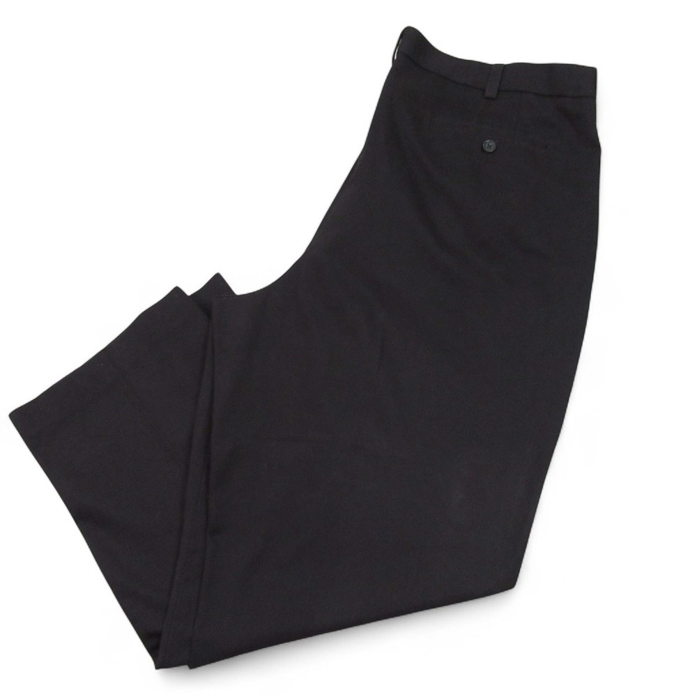 Savane Mens Chino Pants 44 X 30 Regular Black Cotton Flat‎ Front Comfort Waist